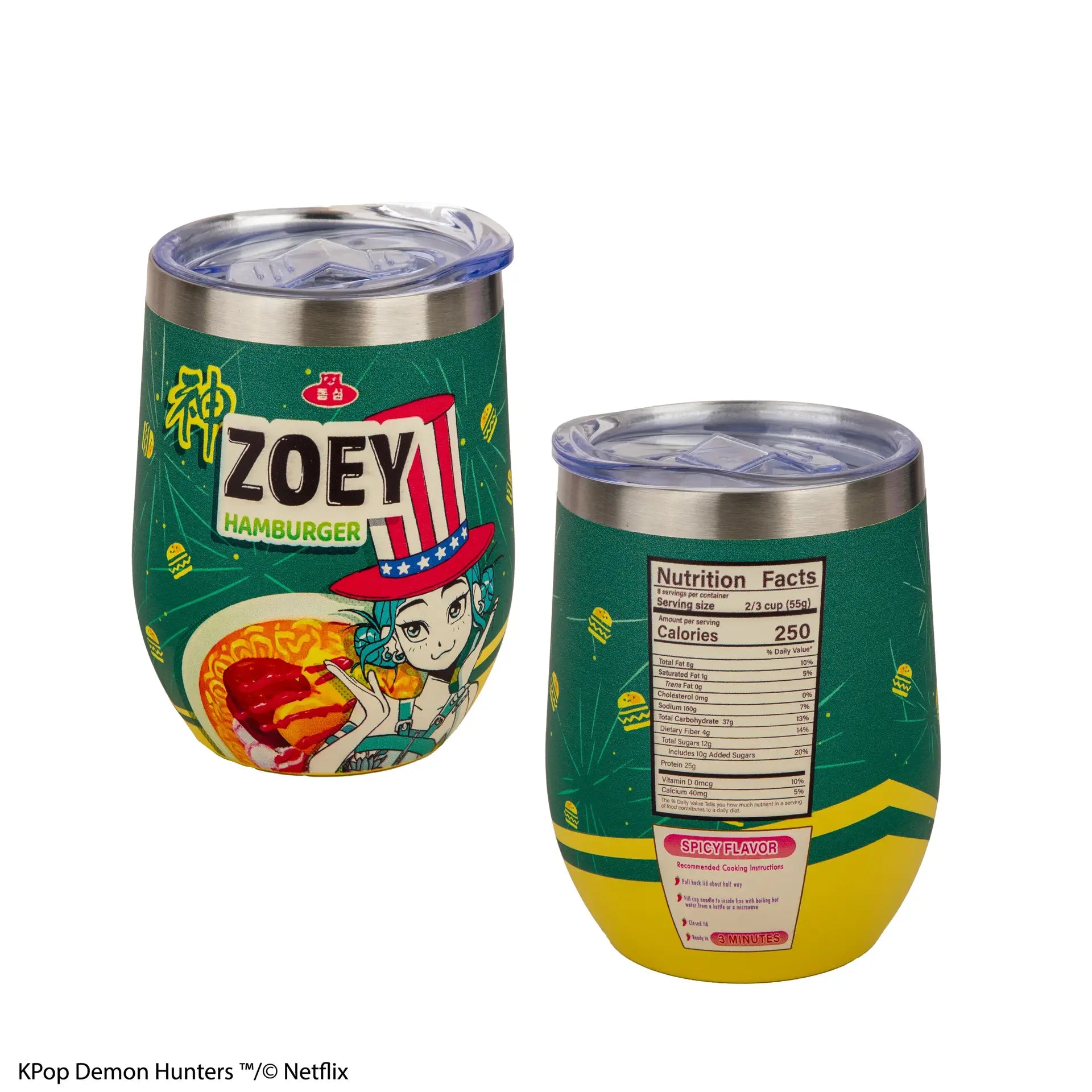 KPOP DEMON HUNTERS ZOEY HAMBURGER THERMAL TRAVEL MUG