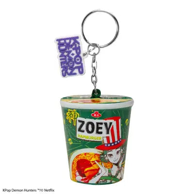 KPOP DEMON HUNTERS ZOEY HAMBURGER NOODLES SQUISHY KEYCHAIN