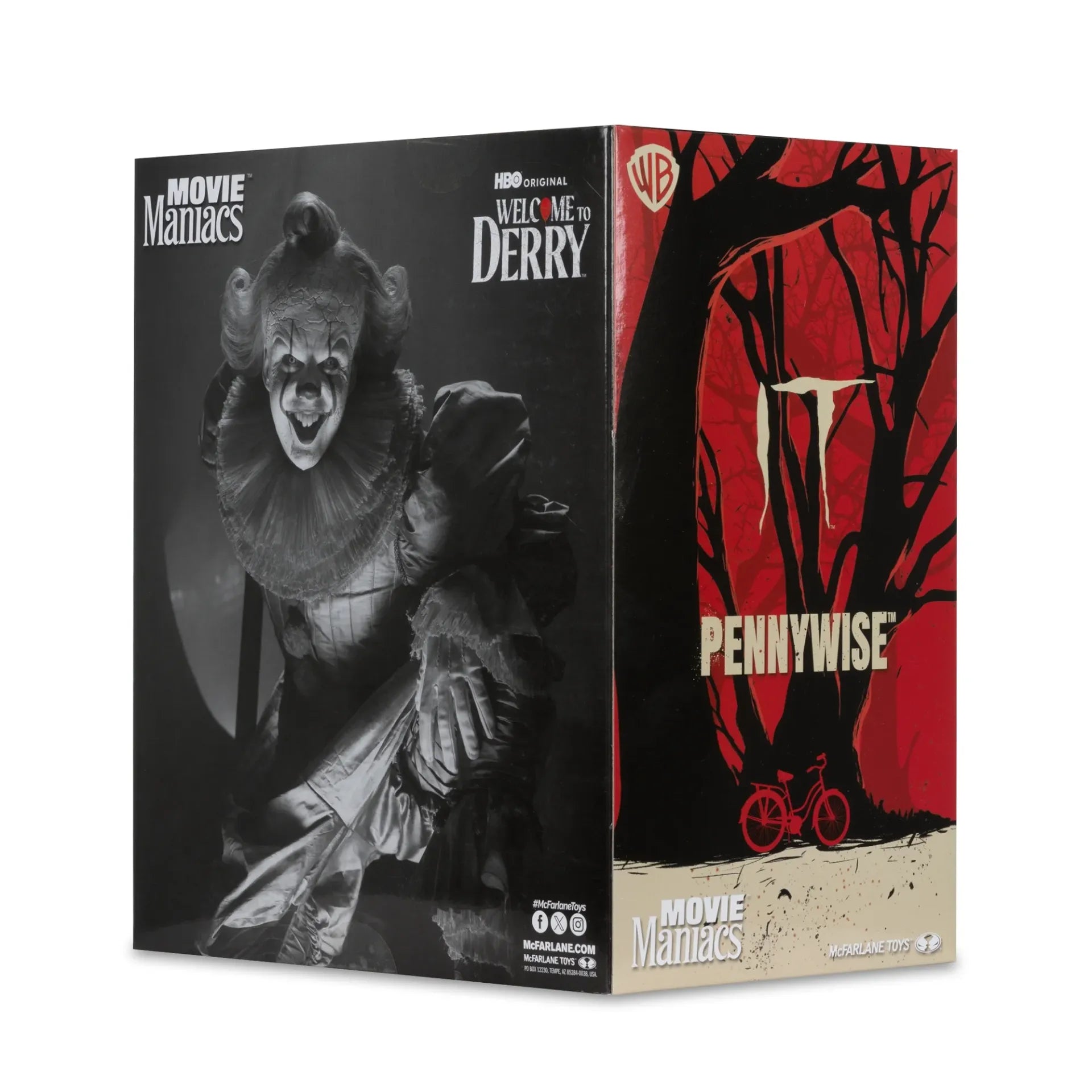MOVIE MANIACS 6INCH POSED  WELCOME TO DERRY WV2 PENNYWISE BLACK&WHITE