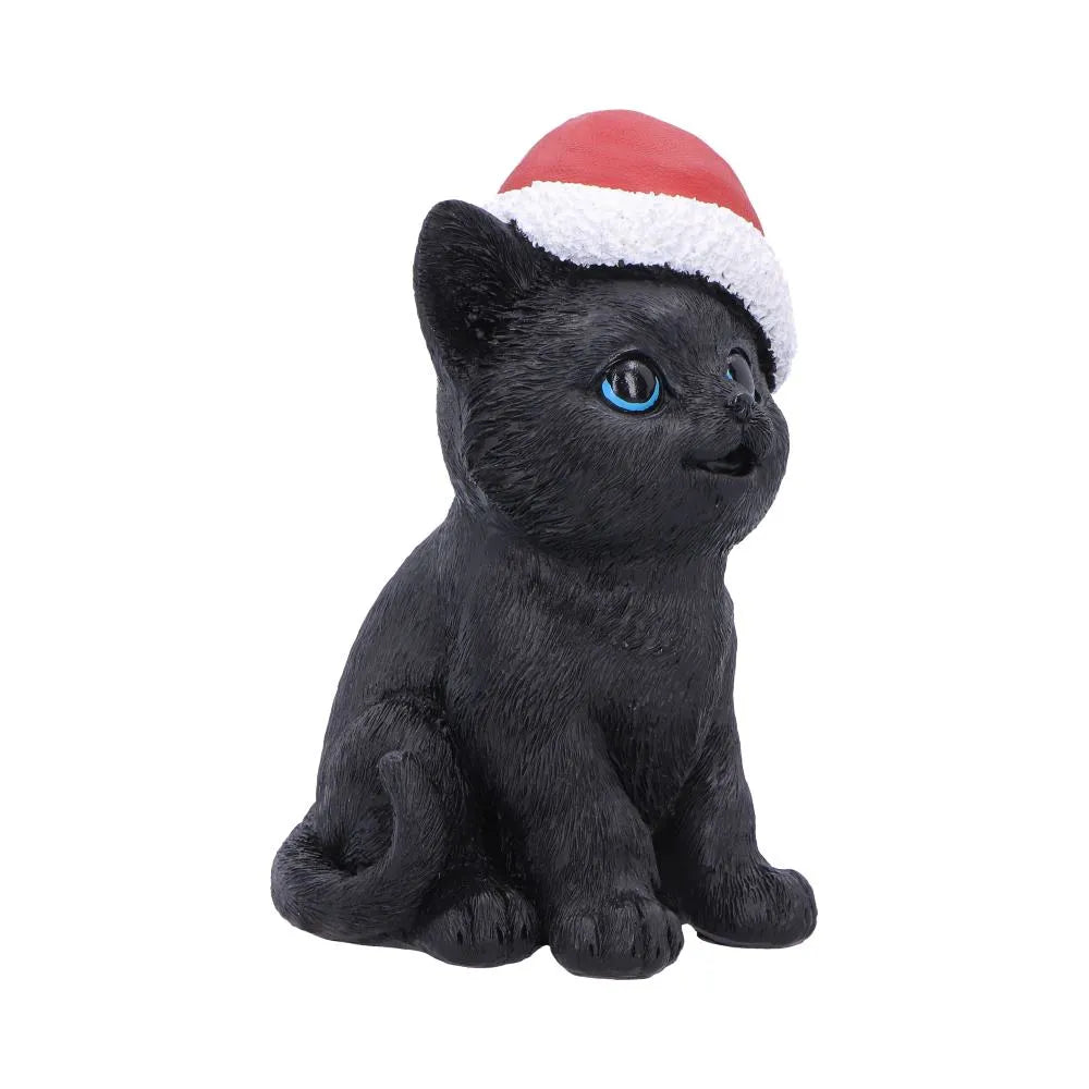BLACK CAT WITH SANTA HAT FIGURE