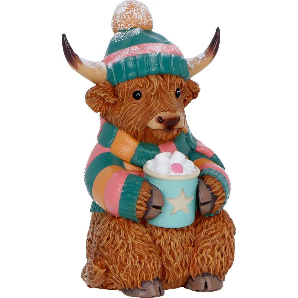 WINTER HIGHLAND COW HOT COCOA FIGURE