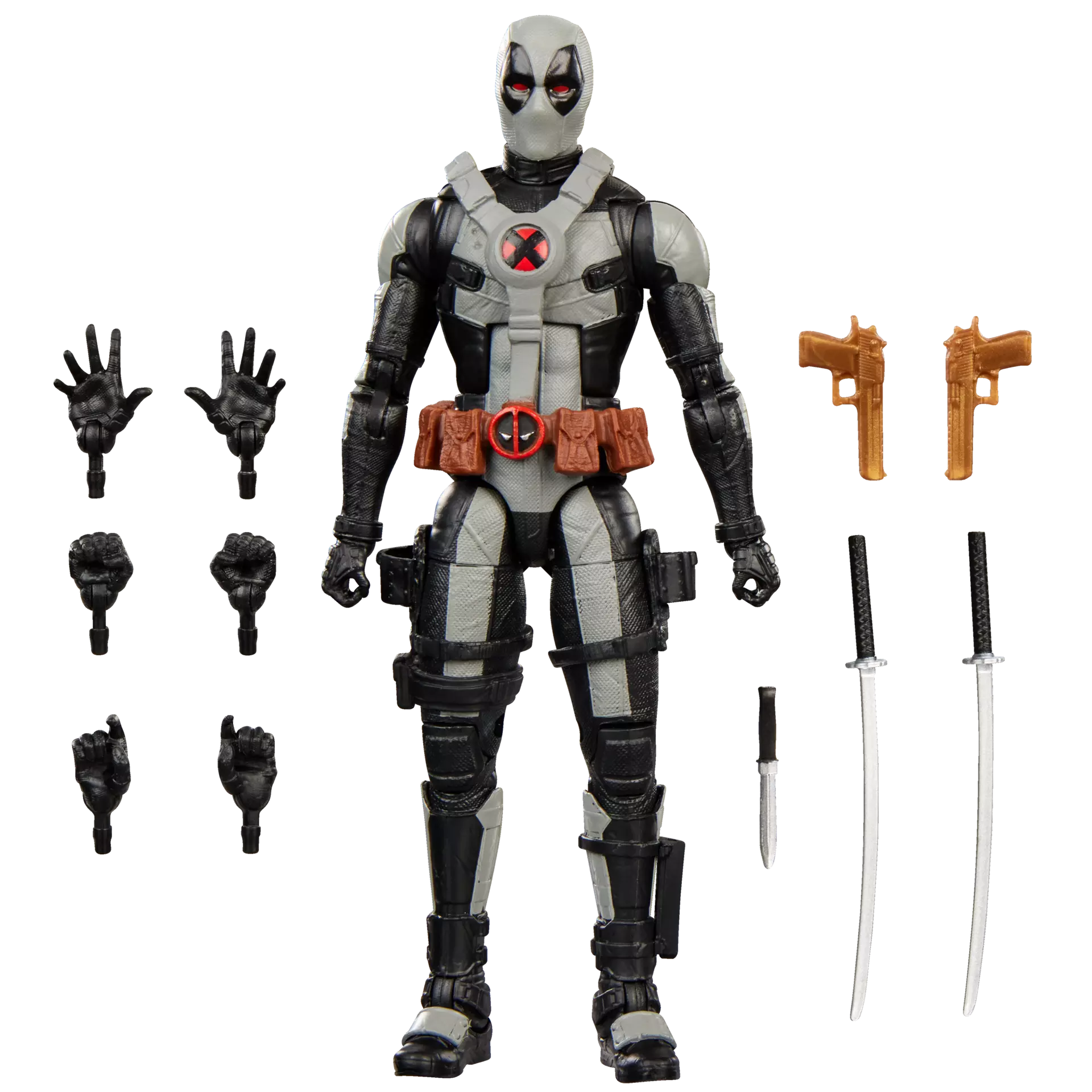 MARVEL LEGENDS DEADPOOL AND WOLVERINE DEADPOOL BLACK AND WHITE ACTION FIGURE