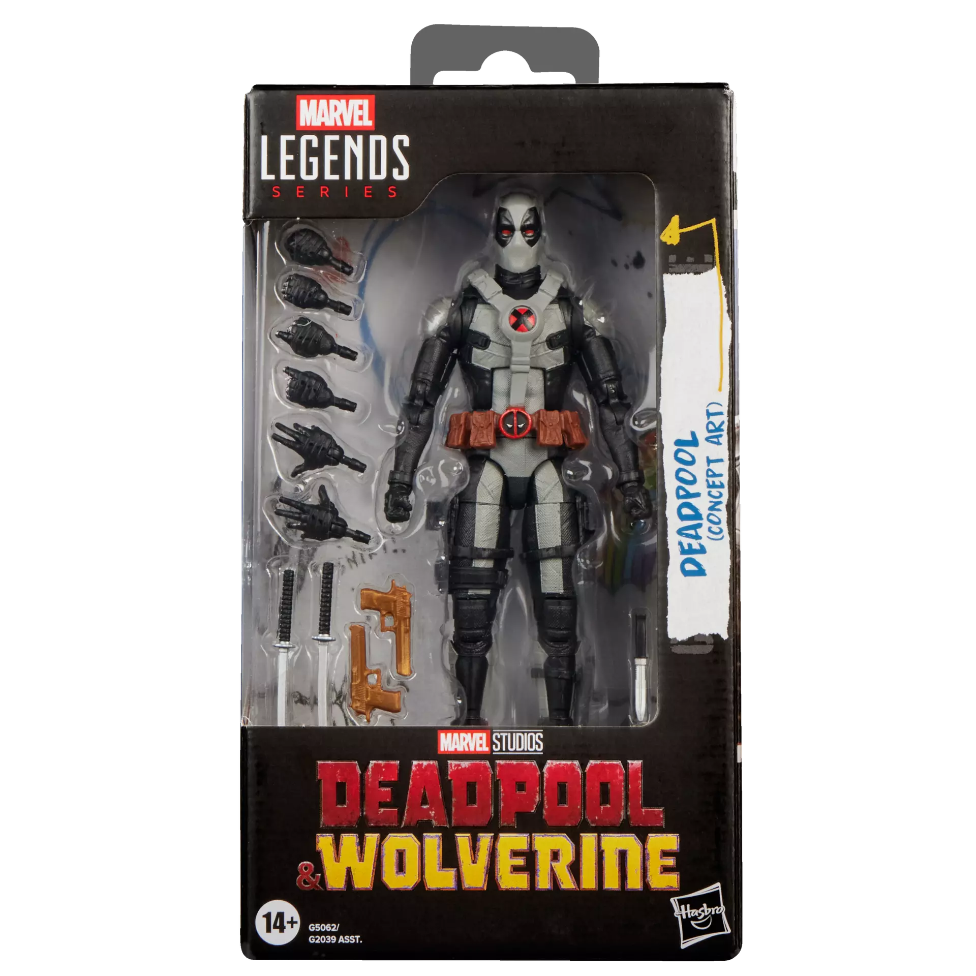 MARVEL LEGENDS DEADPOOL AND WOLVERINE DEADPOOL BLACK AND WHITE ACTION FIGURE
