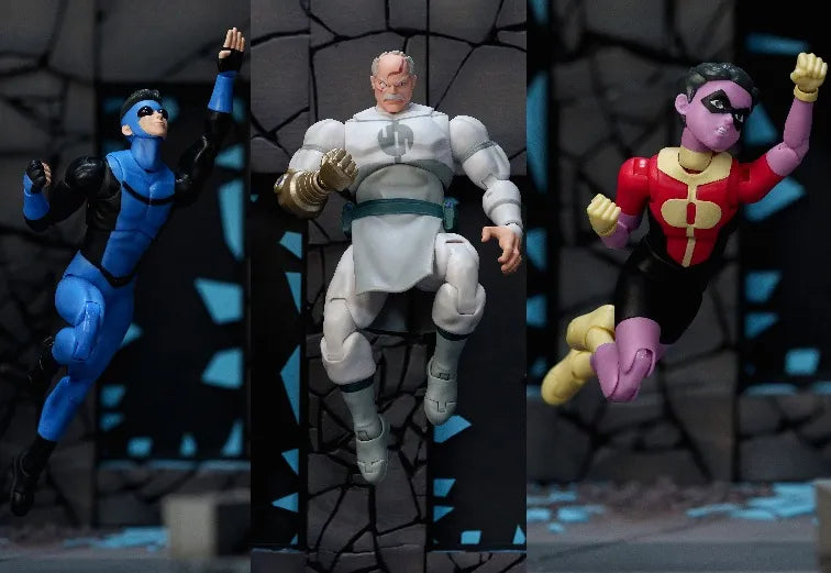 INVINCIBLE INVINCIBLE WITH KID OMNI MAN & CONQUEST LIMITED ACTION FIGURE SET(3)