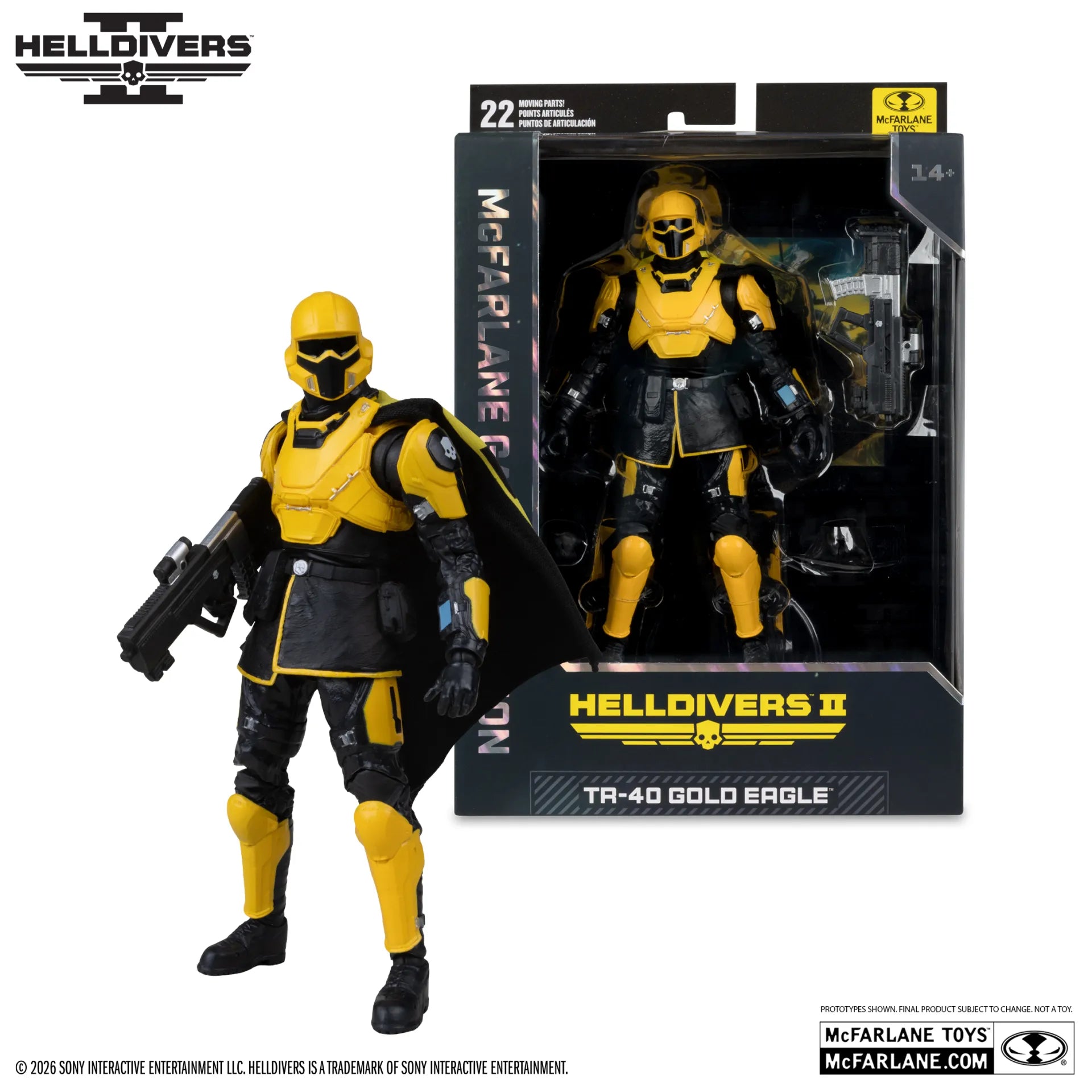 MCFARLANE GAMING EDITION 7INCH HELLDIVERS 2 TR-40 GOLD EAGLE ACTION FIGURE