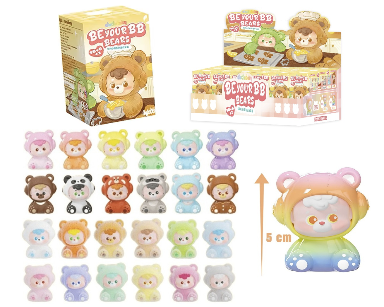 DIUDIUBABY - BB Bear - Display of 18 Mini Figures 5cm - Mystery Box