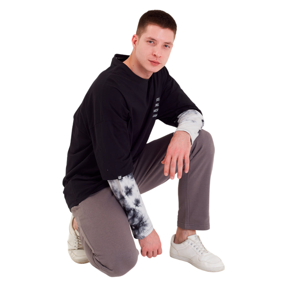 FragON tie dye long sleeve T-shirt, grey, M
