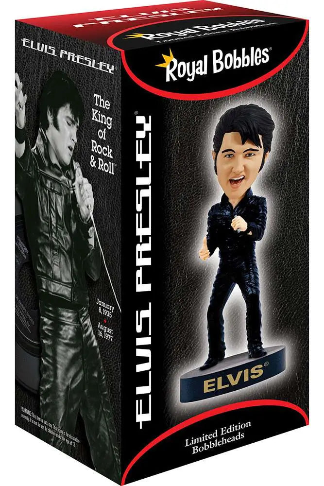 ELVIS BLACK LEATHER BOBBLE HEAD