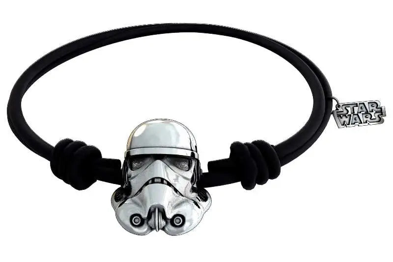 SW STORMTROOPER SILVER BRACELET BLCK RBR