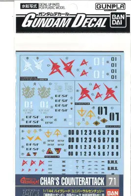 GUNDAM DECAL CHARS C ATT EF 1/144 GD71