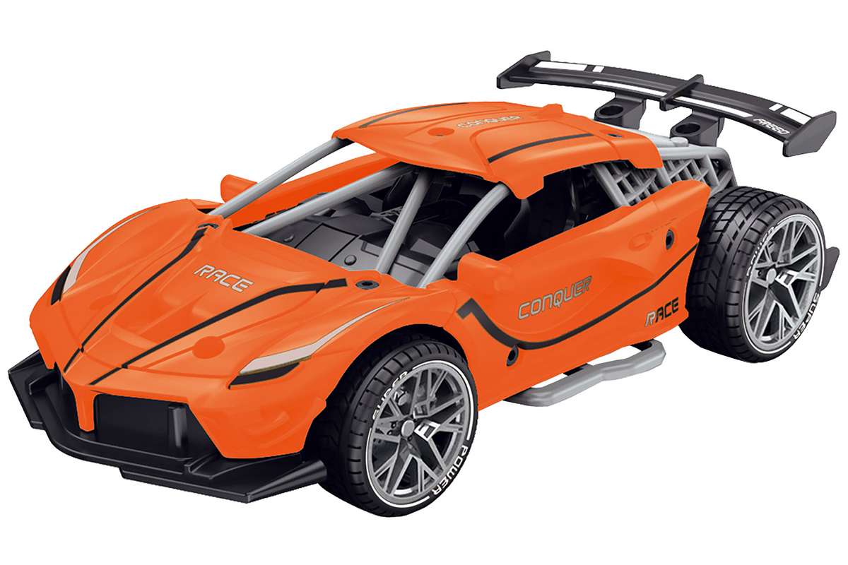 Die-cast pull back car w/sound &'Try-Me, orange