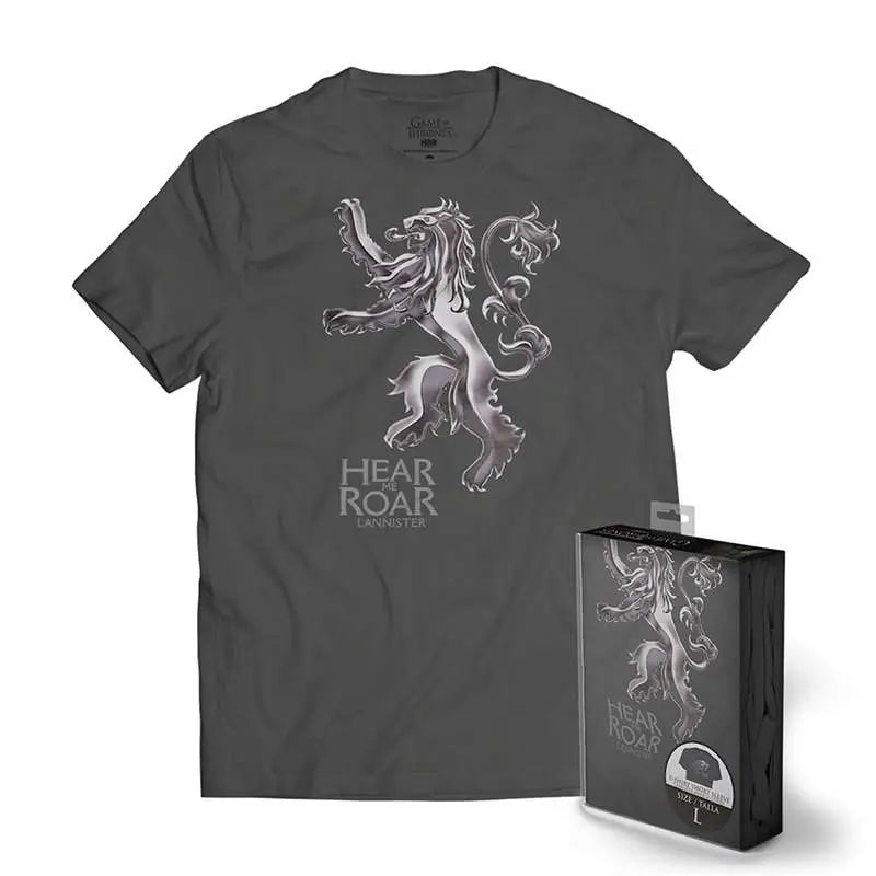 T/S GOT LANNISTER METALLIC LOGO GREY MAN - S