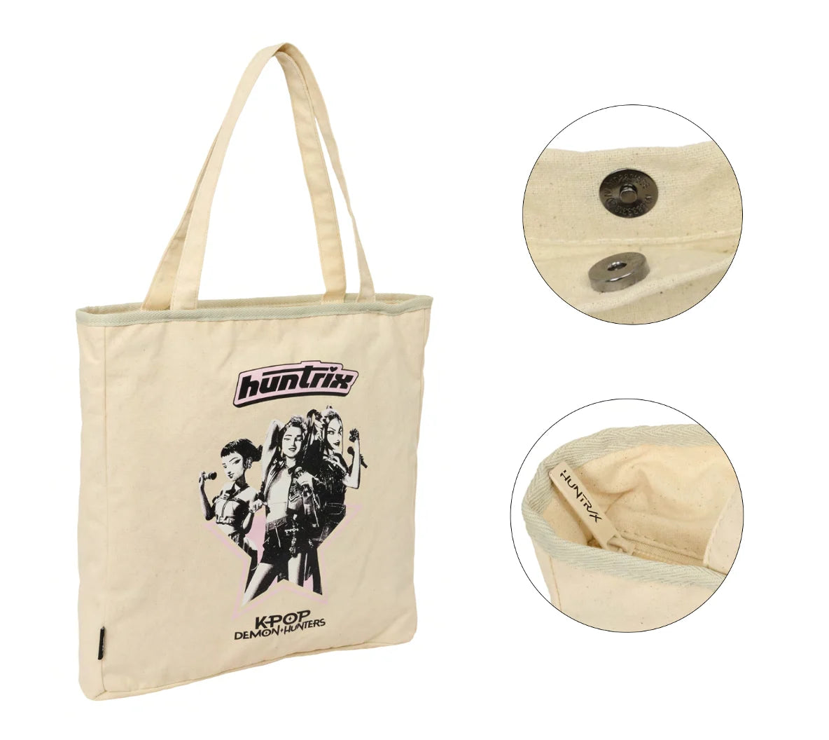 K-POP DEMON HUNTERS - Huntrix - Beige Zipped Tote Bag