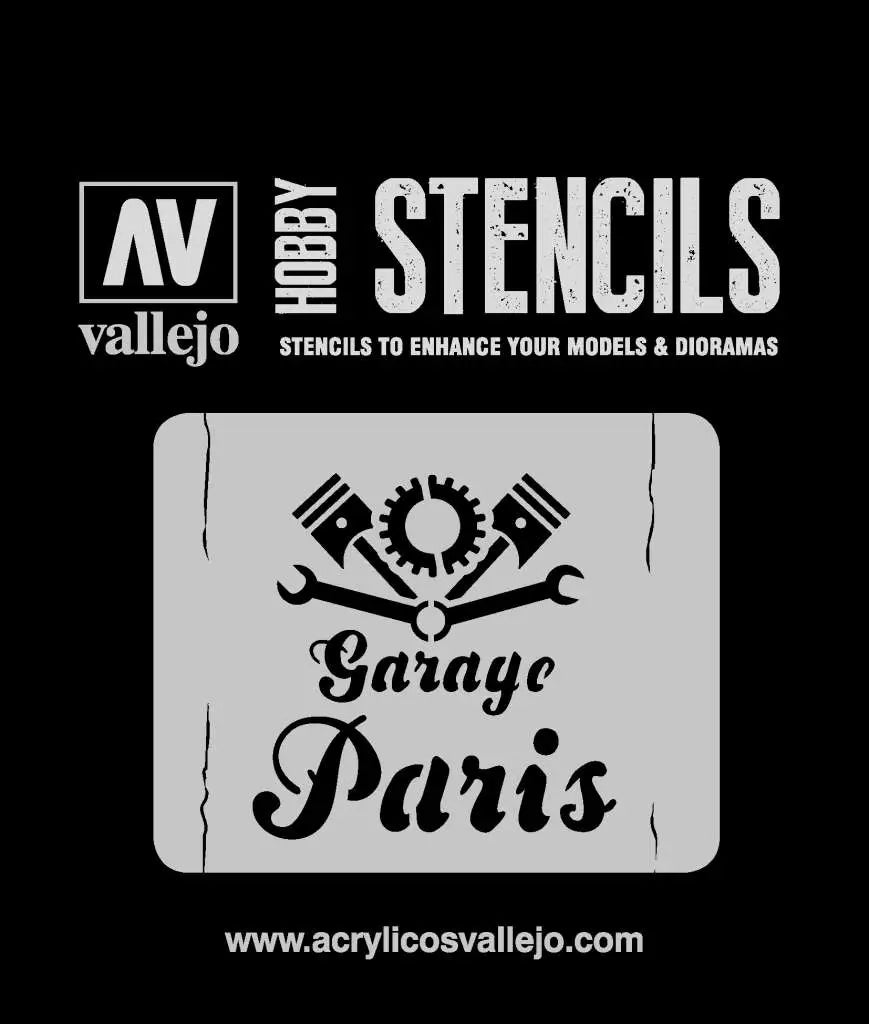 STENCIL STLET001 VINTAGE GARAGE SIGN 125