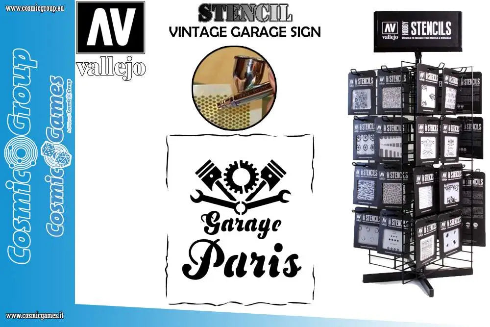 STENCIL STLET001 VINTAGE GARAGE SIGN 125