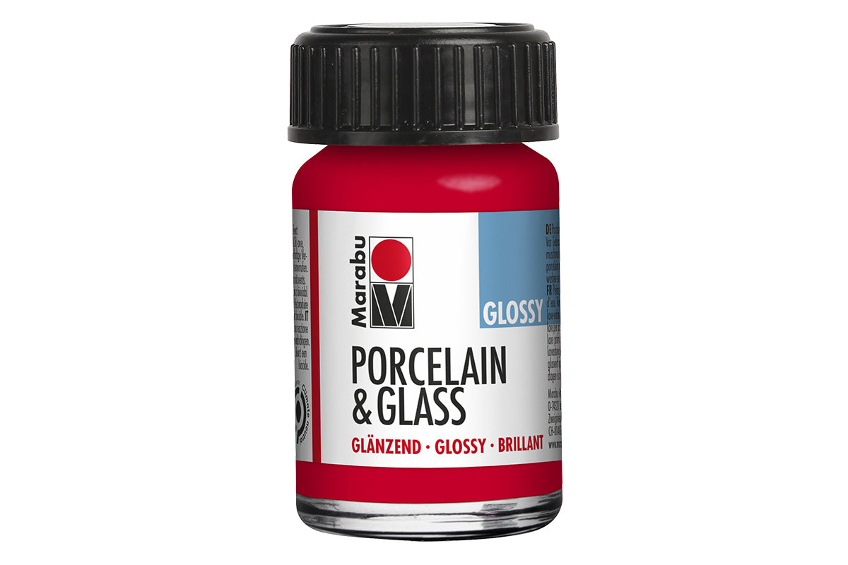 Porcelain & Glass glossy 15ml, cherry rød (125)