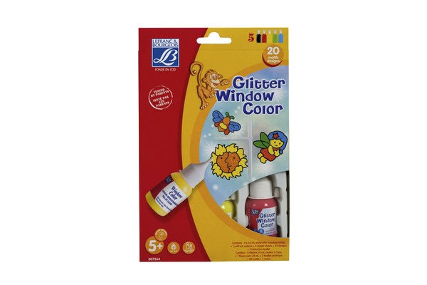 Window colour glitter 4x35ml +1x60ml sort