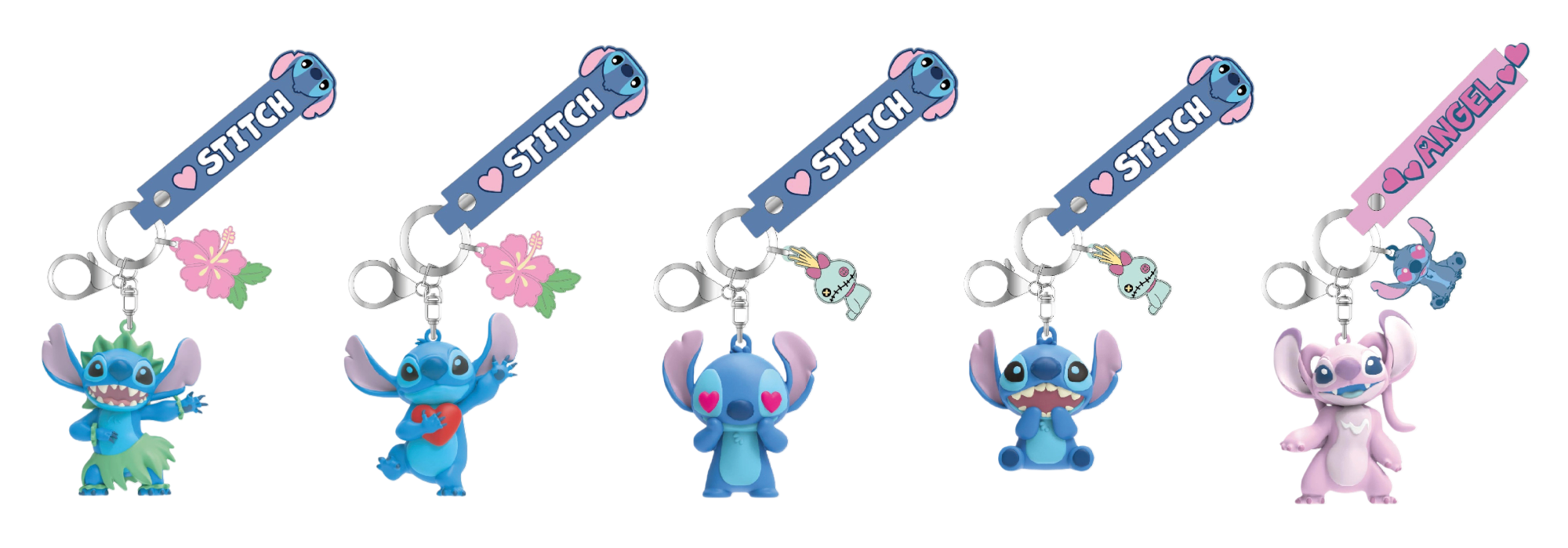STITCH - Display of 25pc 3D Foam Keychain - 5 Models