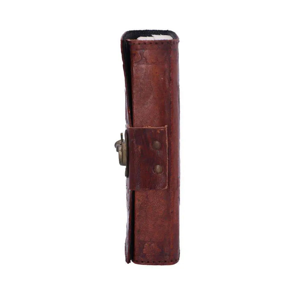 LEATHER DIARY EMBOSSED PENT/BROOM & LOCK