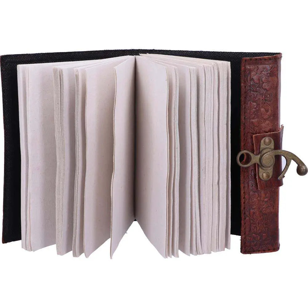 LEATHER DIARY EMBOSSED PENT/BROOM & LOCK