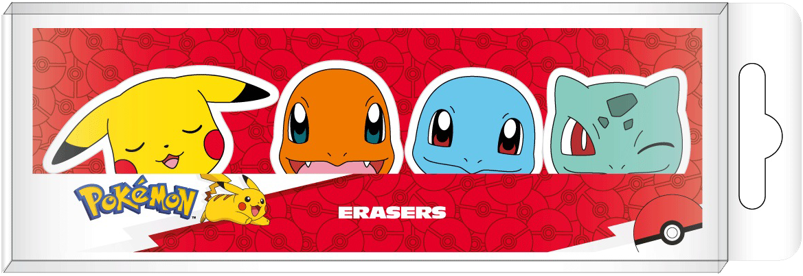 POKEMON - Starter - Set of 4 Erasers