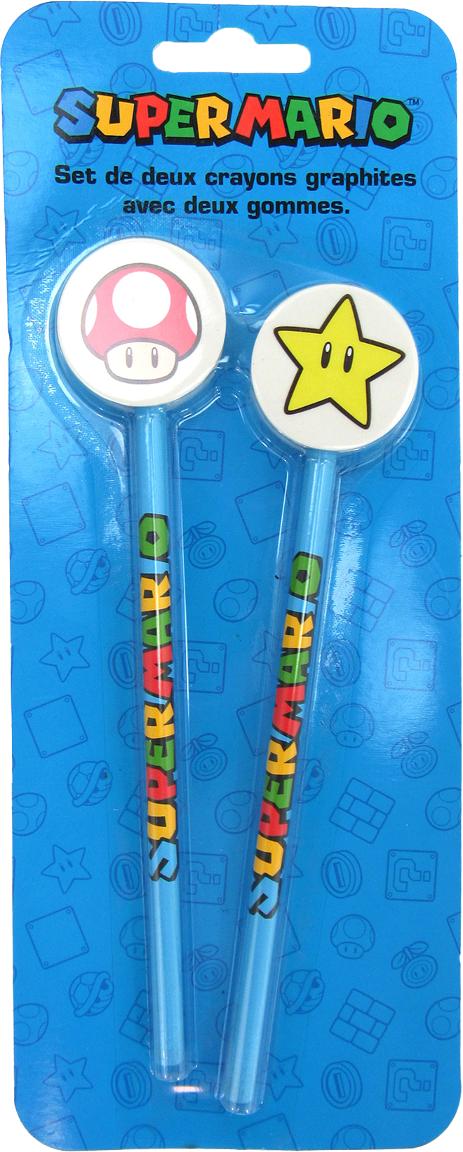 SUPER MARIO - Set of 2 Pencils with Eraser