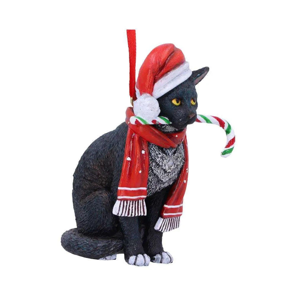 CAT CANDY CANE HANGING ORNAMENT