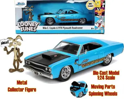 Looney Toones - 1970 Playmouth Roadrunner with Wile E. Coyote - 1:24 Die-Cast Model
