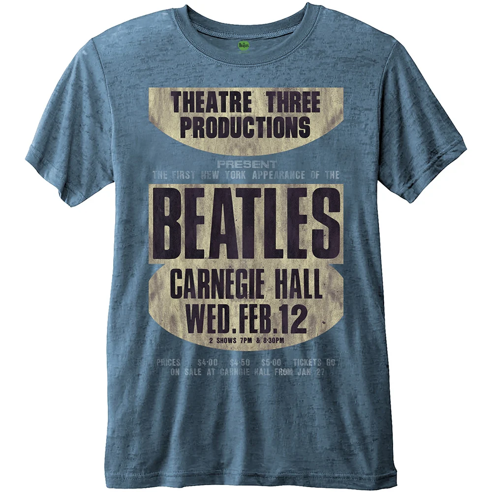 THE BEATLES - T-Shirt BurnOut Col - Carnegie Hall - Blue - Men (S)
