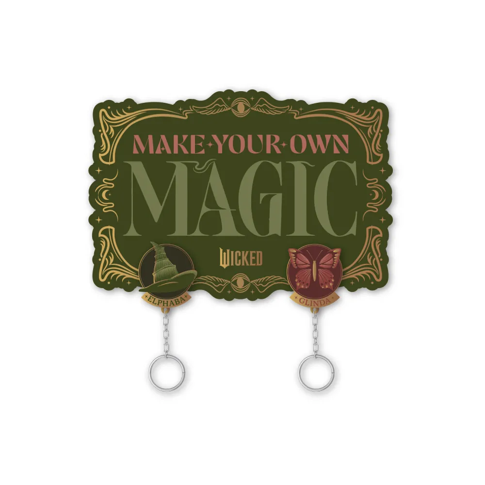 WICKED - Make your own Magic - Wall Key Holder with 3 Keyrings