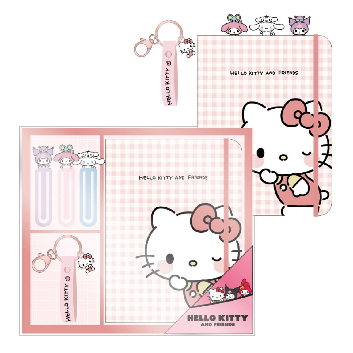 HELLO KITTY - Stationery Set - A5 Notebook + Bookmarks