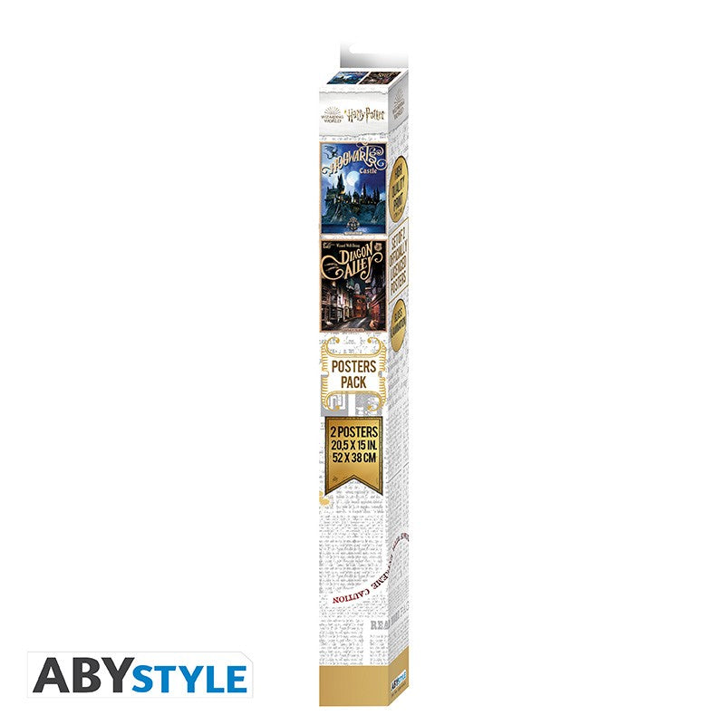 HARRY POTTER - Retro Hogwarts & Diagon Alley - Set 2 posters '52x38'
