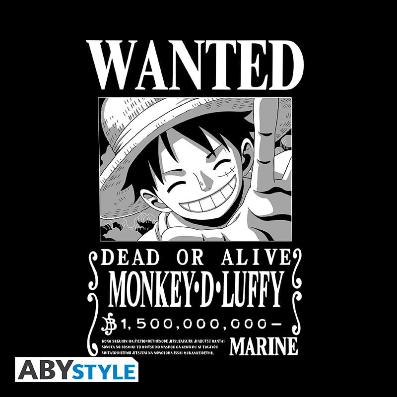 ONE PIECE - T-Shirt Wanted Luffy Unisex Black (L)
