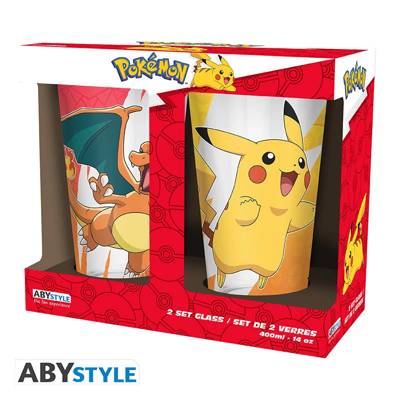 POKEMON - Pikachu & Charizard - 2 Glasses XXL Set 400ml