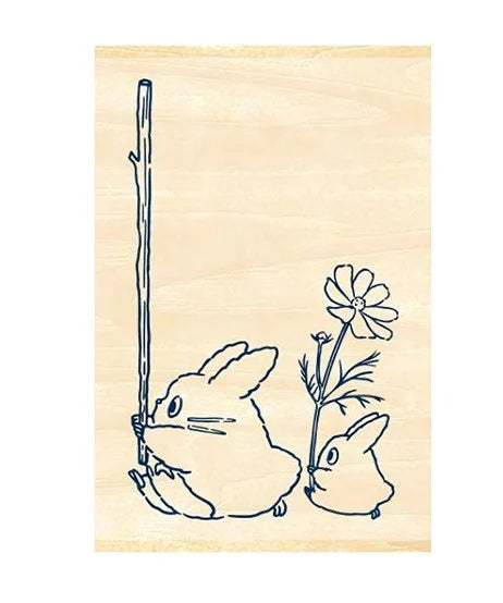 MY NEIGHBOR TOTORO - Blue & white Totoro - Wooden stamps 2.x3x4.5cm