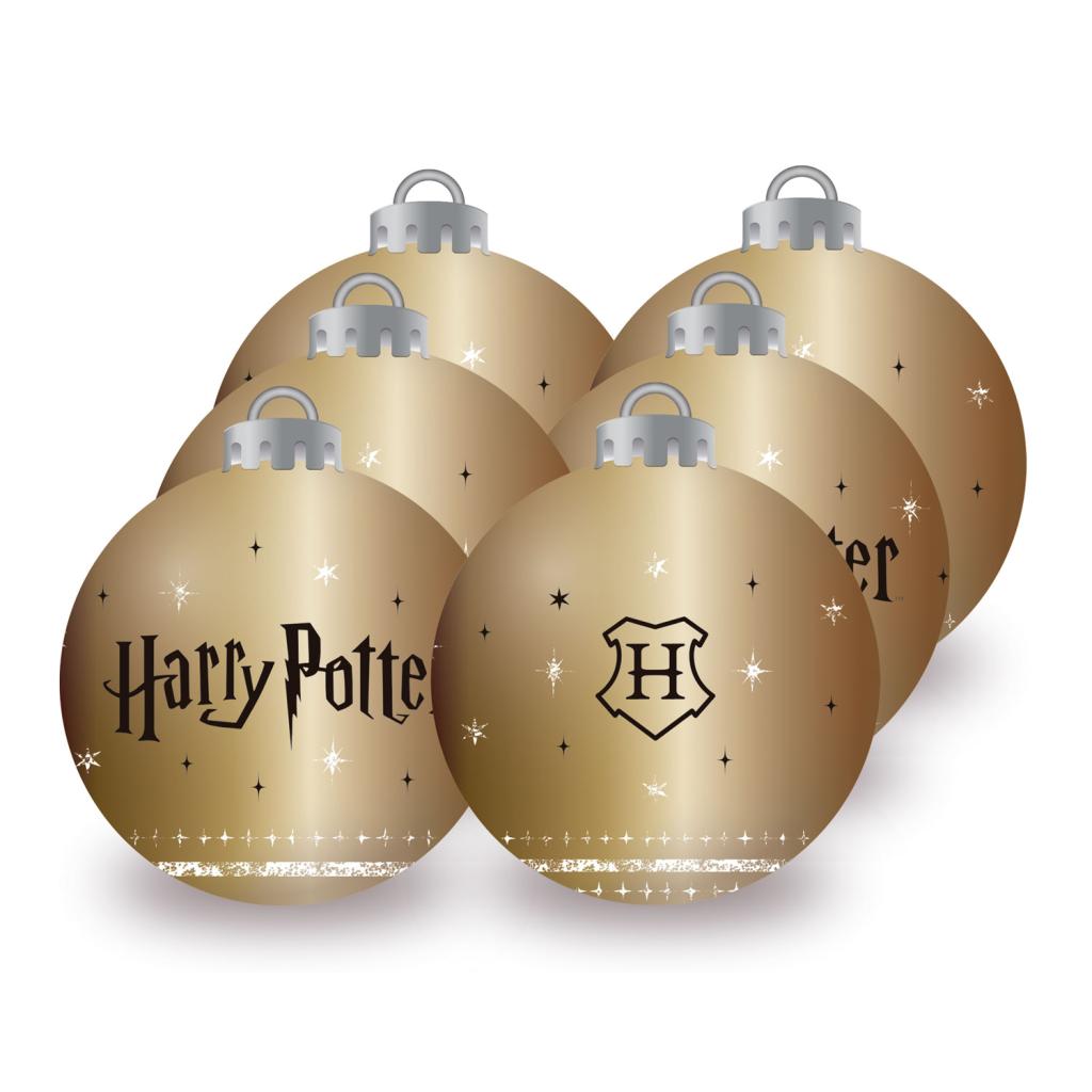 HARRY POTTER - Gold - 6 Christmas Baubles Pack - 8 cm