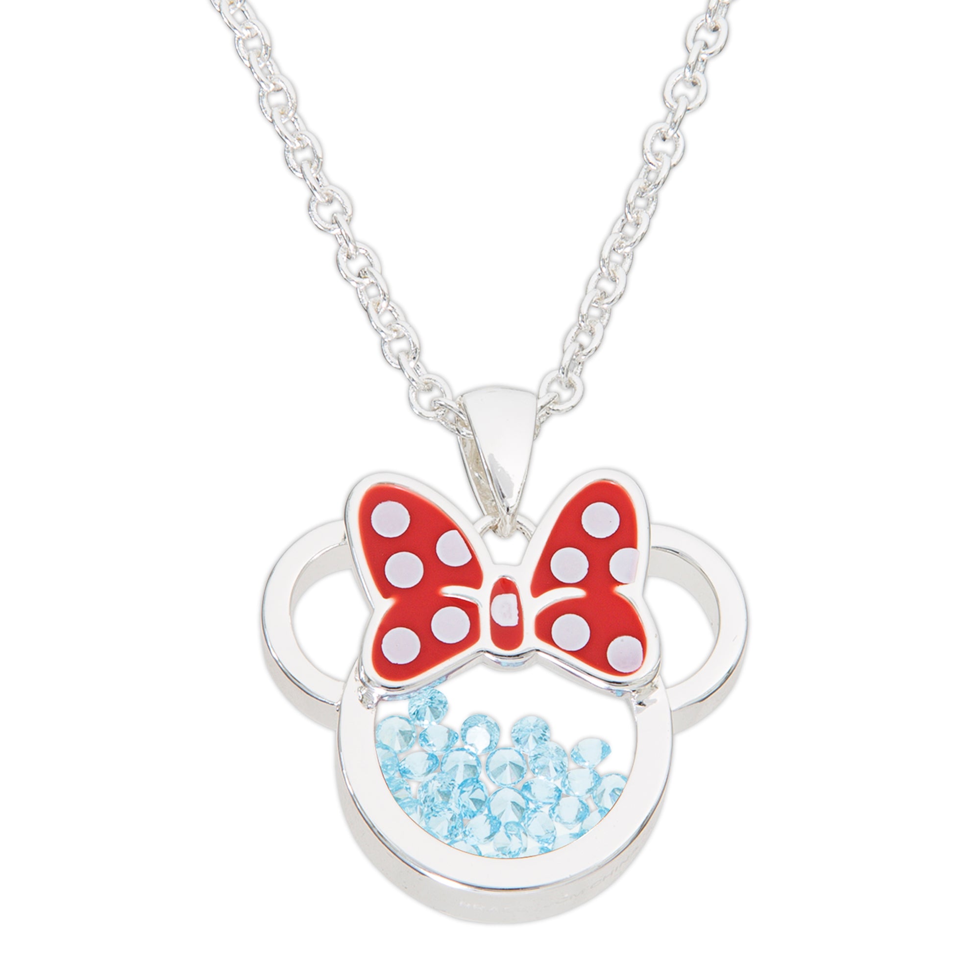 MINNIE - Birthstone Floating Stone Necklace in Silver Plated - March