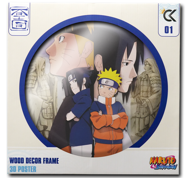 NARUTO SHIPPUDEN - Naruto & Sasuke -Wood Decor Frame 3D Poster 30x30cm