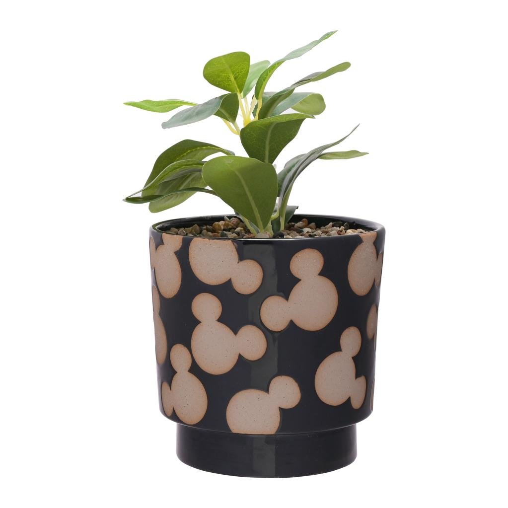 MICKEY - Shapes - Black&White - Planter with Faux Plant