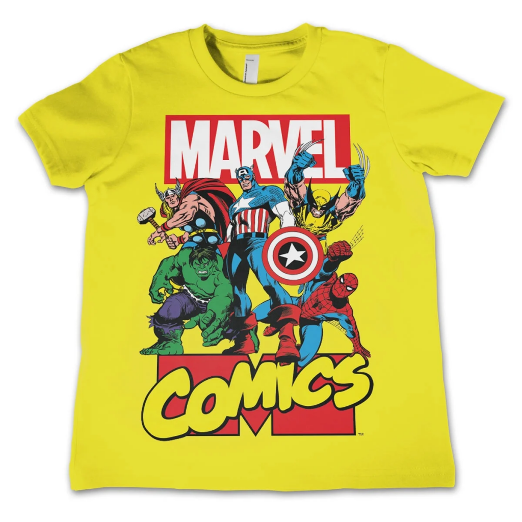 MARVEL COMICS - T-Shirt KIDS Comics Heroes - Yellow (12 Years)