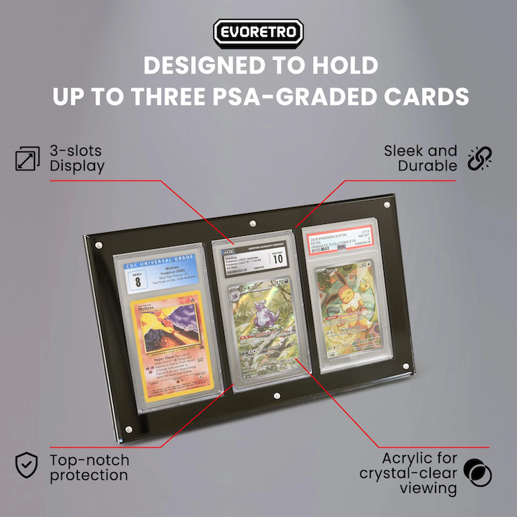 EVORETRO -  Magnetic Acrylic Frame 3 Slot For PSA Graded Card