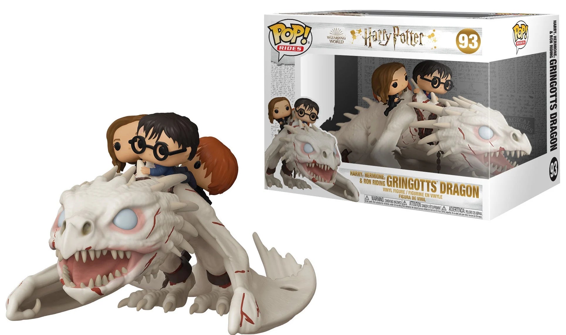 HARRY POTTER - Pop Rides Super DLX N° 93 - Harry, Ron, Hermi. w/Dragon