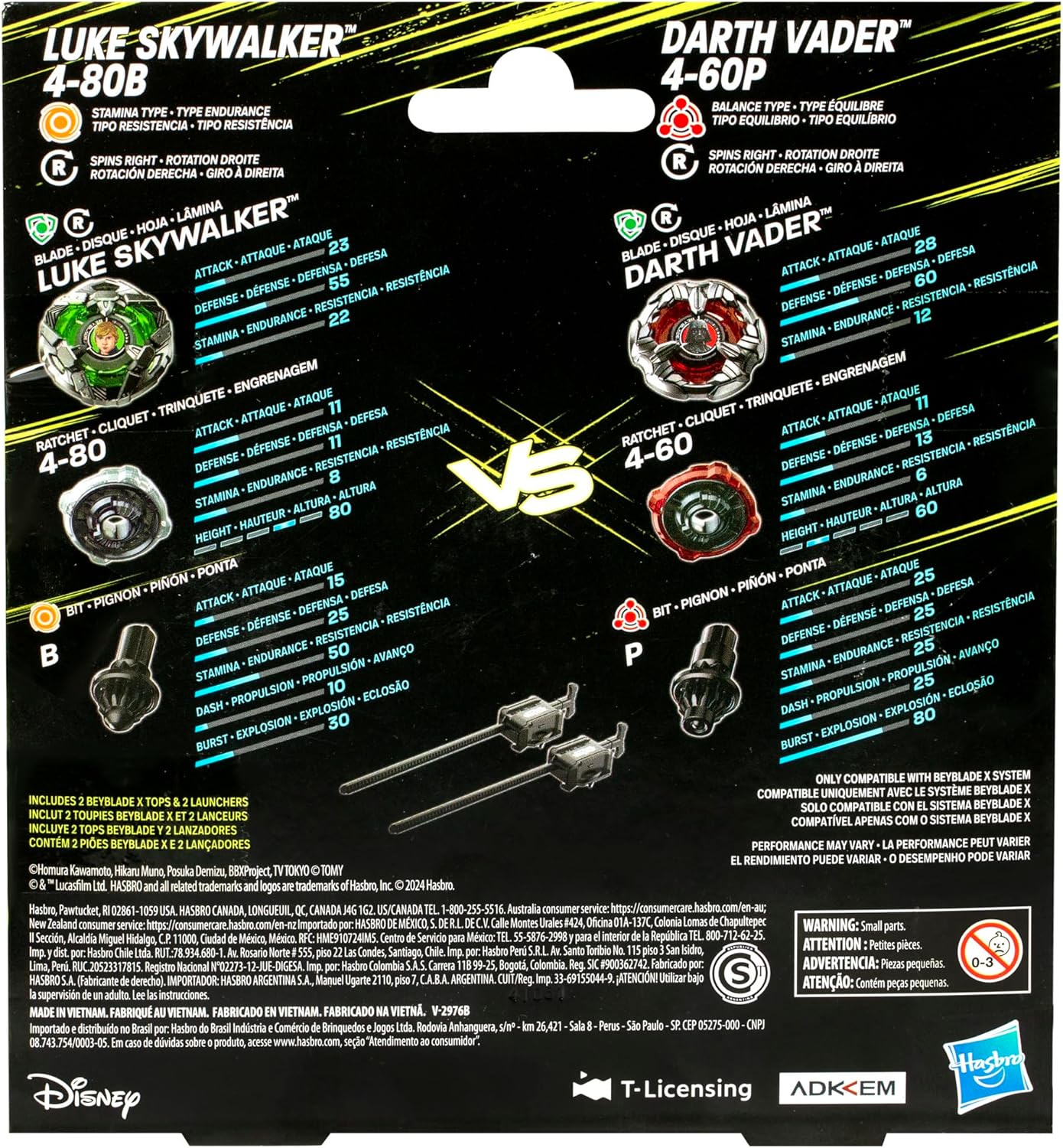 BEYBLADE X - Star Wars Luke 4-80B & Darth Vader 4-60P Dual Pack