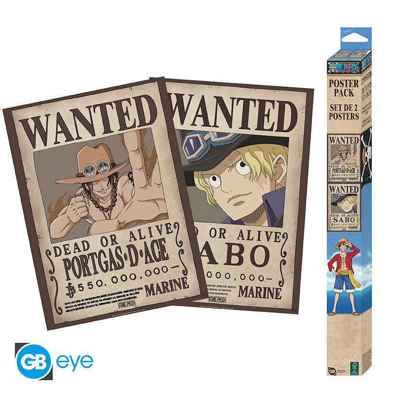ONE PIECE - Wanted Sabo & Ace - Set 2 posters '52x38'