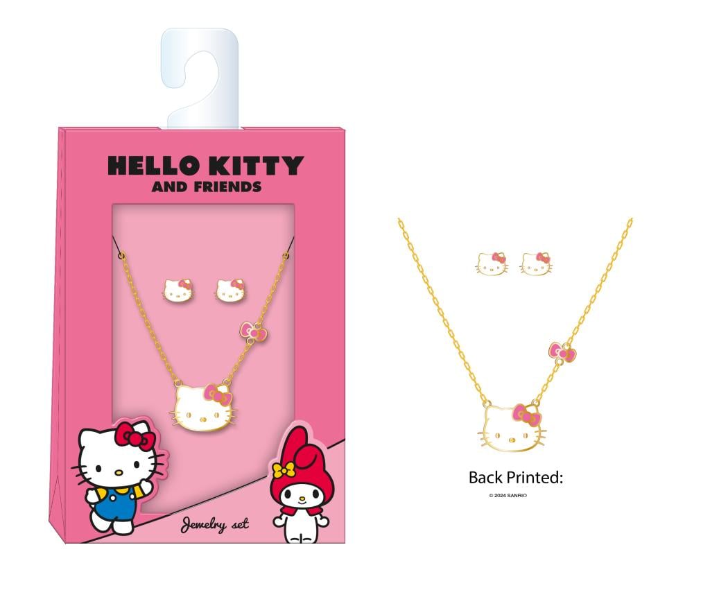 HELLO KITTY - Set of Necklace + 1 Pair of Earrings - 3 Pc.