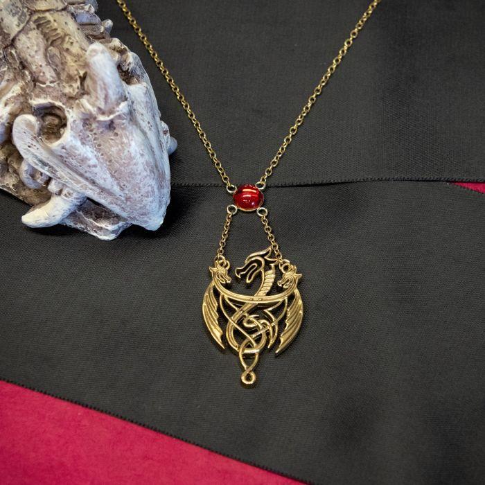HOUSE OF THE DRAGONS - 3 Dragons - Pendant with Gem Necklace