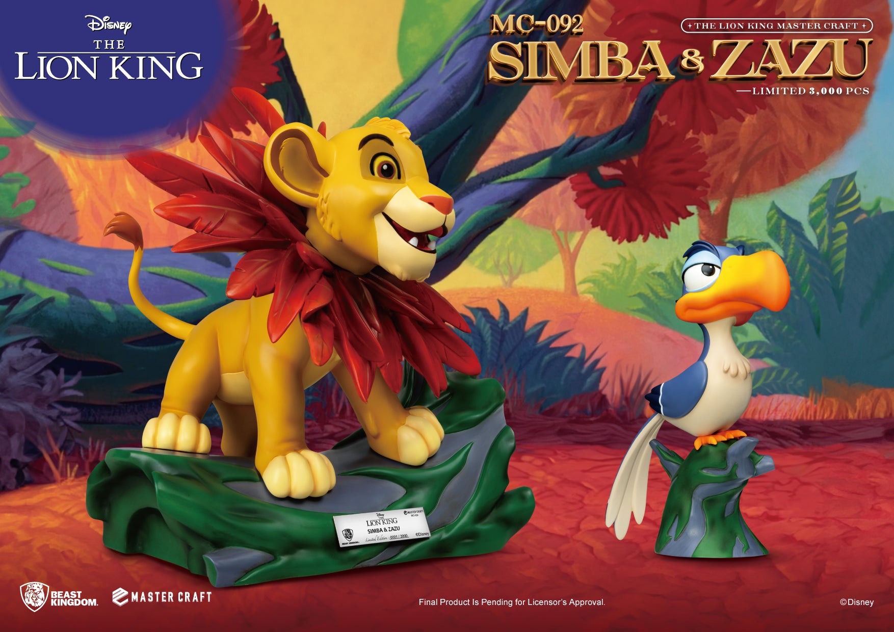 THE LION KING - Simba & Zazu - 2 Statue Pack Master Craft 31cm & 7cm