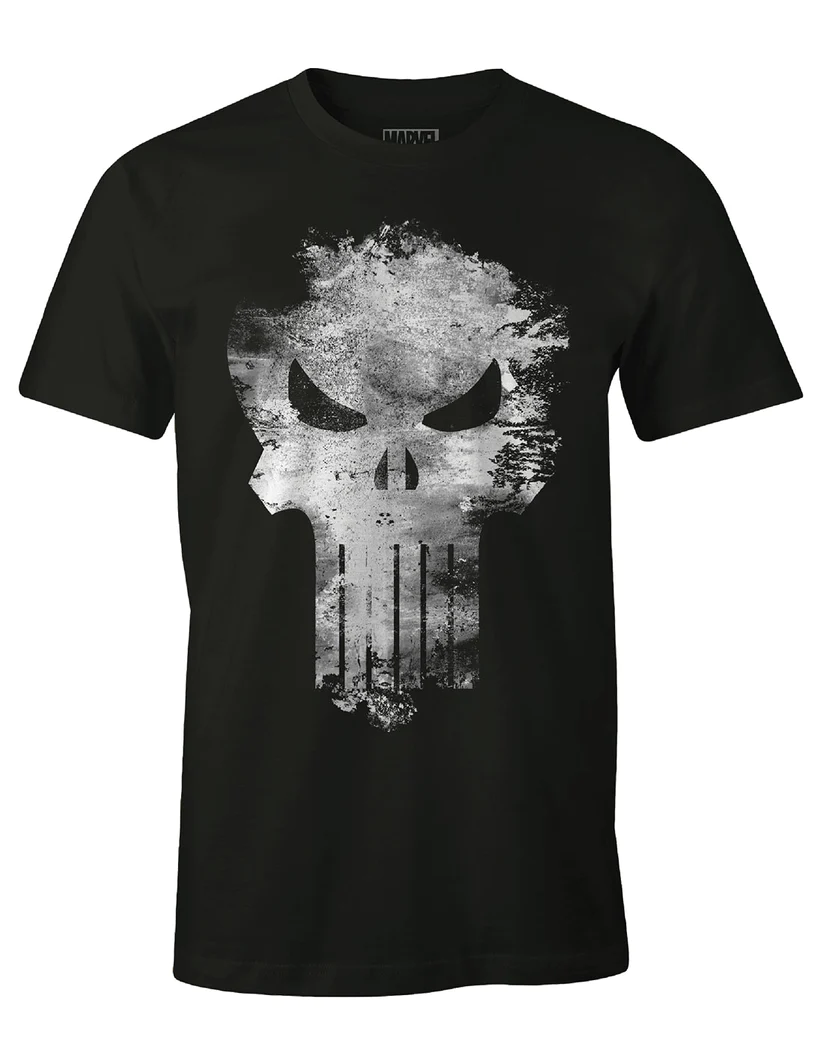 MARVEL - T-Shirt Punisher Distress Skull - Black (S)