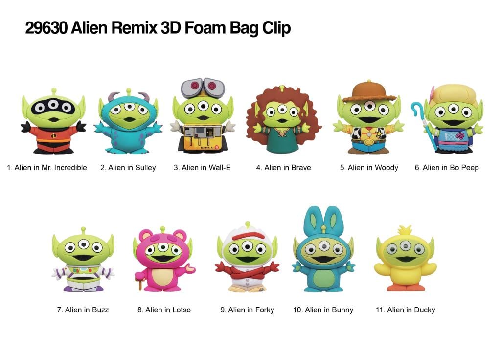 DISNEY -  Alien Remix - Series 1 - 3D Foam Bag Clip (Display 24 Pcs)