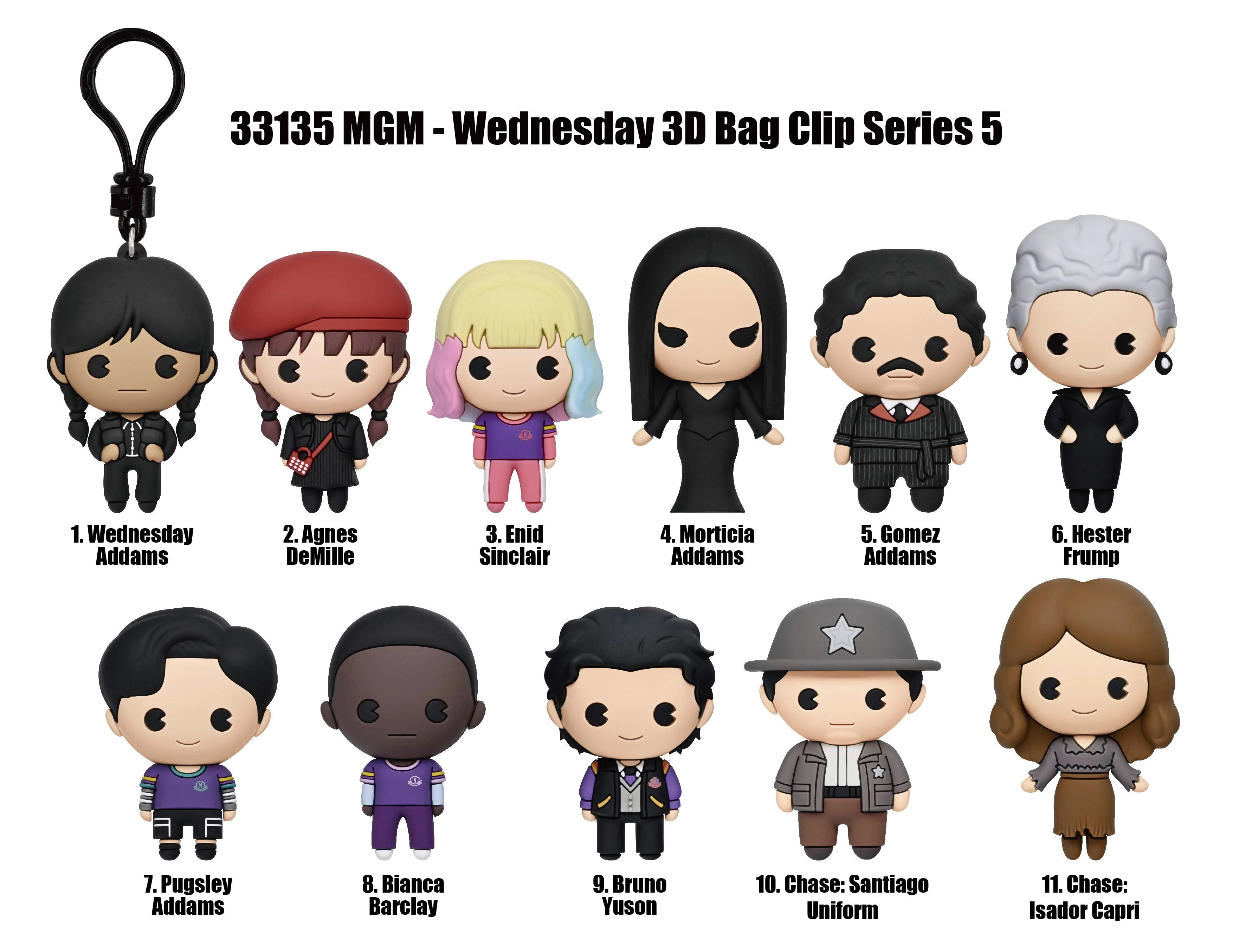 WEDNESDAY - Series 5 - 3D Foam Bag Clip (Display 24 Pcs)